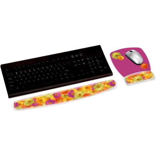 쓰리엠 3M Gel Wrist Rest for Keyboards, Soothing Gel Comfort with Durable, Easy to Clean Cover, 18, Fun Daisy Design (WR308DS)
