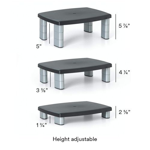 쓰리엠 [아마존베스트]3M Adjustable Monitor Stand, Three Leg Segments Simply Adjust Height From 1 to 5 7/8, Sturdy Platform Holds Up to 80 lbs, 11-inch Space Between Columns for Storage, Silver/Black (M