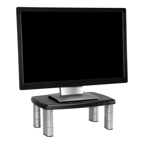 쓰리엠 [아마존베스트]3M Adjustable Monitor Stand, Three Leg Segments Simply Adjust Height From 1 to 5 7/8, Sturdy Platform Holds Up to 80 lbs, 11-inch Space Between Columns for Storage, Silver/Black (M