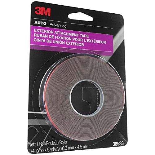 쓰리엠 3M Exterior Attachment Tape, Ideal for Moldings, Emblems and Trim, 1/4 in width x 5 yards in length, 1 roll