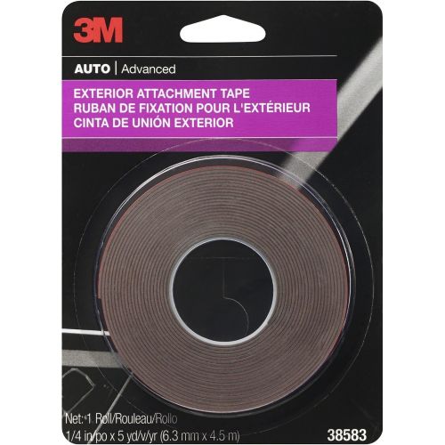 쓰리엠 3M Exterior Attachment Tape, Ideal for Moldings, Emblems and Trim, 1/4 in width x 5 yards in length, 1 roll