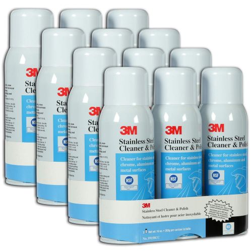 쓰리엠 3M Stainless Steel Cleaner and Polish 59158CC, 10 oz. Aerosol, 3 pack, 4 packscase (Pack of 12)