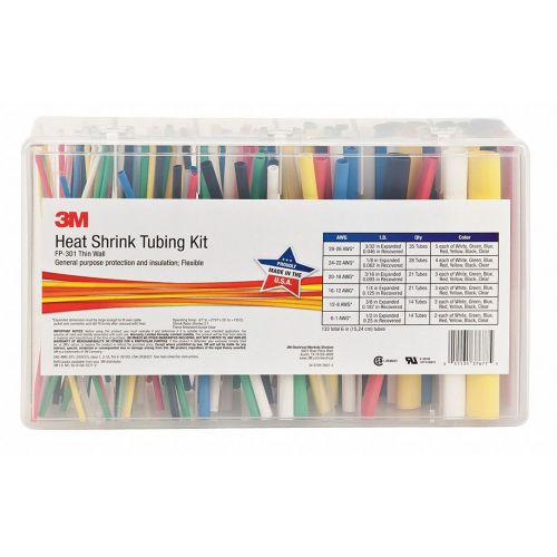 쓰리엠 3M Shrink Tubing Kit, Bl, R, W, Y, B, G, C, 133 Pc