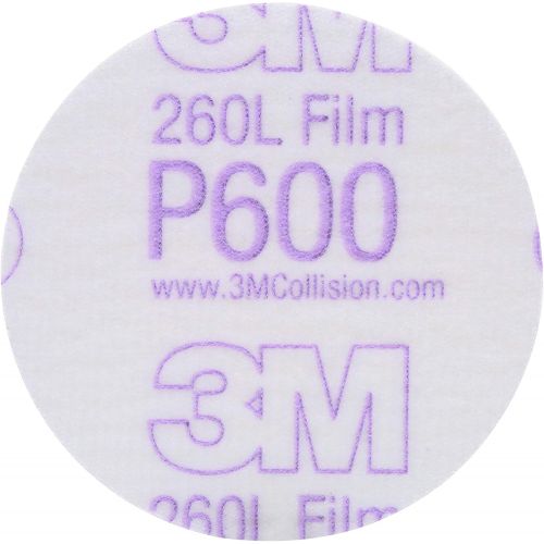 쓰리엠 3M Hookit Finishing Film Abrasive Disc 260L, 01055, 5 in, Dust Free, P600, 100 discs per pack