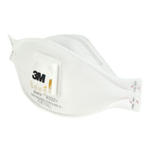 쓰리엠 3M Aura Flat Fold Face Mask Disposable Dust, Mist, Fume Respirator, FFP3, Valved, 9332+ (10 Masks)