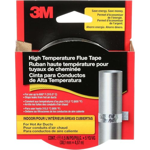 쓰리엠 3M High Temperature Flue Tape, High Heat Sealing Tape up to 600 degrees, 15 Foot Roll