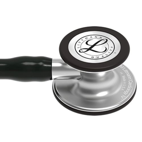  3M Littmann Cardiology IV Diagnostic Stethoscope, Standard-Finish Chestpiece, Black Tube, Stainless Stem and Headset, 27 inch, 6152