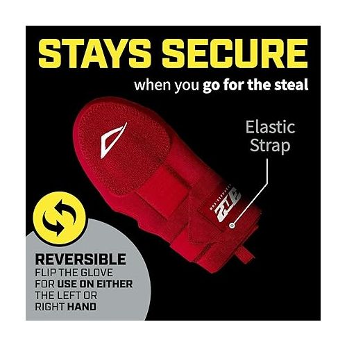  3N2 Protective Sliding Mitt for Baseball or Fastpitch Softball, Youth or Adult, Hand & Wrist Protection for Base Running, Sliding Glove with Adjustable Compression Strap - Red