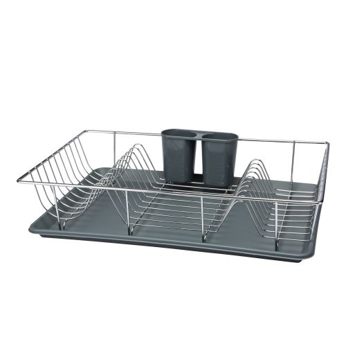  3Pc Chrome Dishrack W Tray - Grey by Kennedy