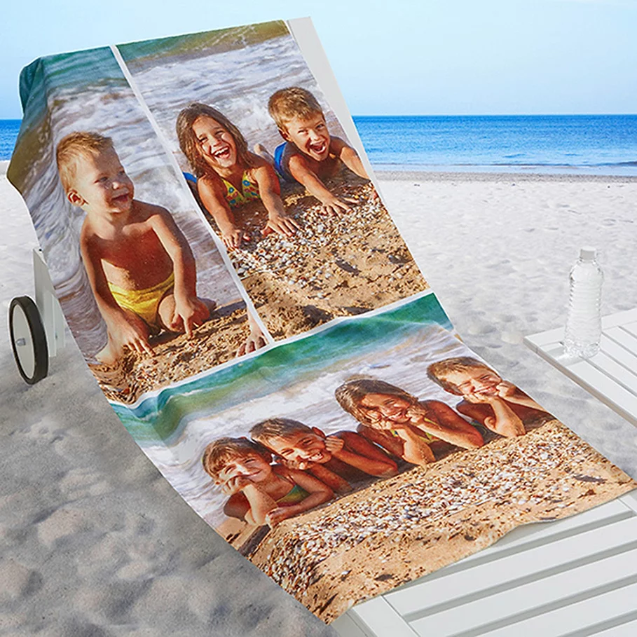 3-Photo Collage Beach Towel