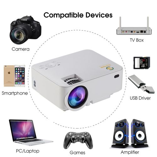  3STONE 3 Stone Upgrade 1080p T20 1500 Lumens LCD Mini Projector, Home Theater Video Projector for TV Laptop SD Android TV Box Support HDMI USB SD AV VGA TV Interface