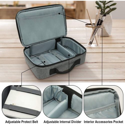  3 Stone T20 Mini Projector Travel Bag Carry Case, Portable Carrying Handbag, up to 23.7 x 17.3 x 9.8cm - Accessory Pockets Customisable Dividers- Compatible with More- Gray