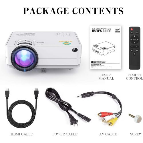  Wi-Fi Mini Projector 3Stone A5 6500 Lux Portable Movie Projector with 1080P Supported, Wireless Screen Mirroring, Blue-ray Glass Lens, Outdoor Multimedia Video Projector Support TV
