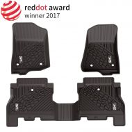 /3W Floor Mats for Jeep Wrangler JL 2018 2019 - Full Set All Weather Floor Liners with Non-Toxic TPE 1st & 2nd Row Unlimited 4-Door (Not for JK), Black