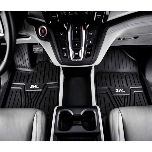  3W Floor Mats for Honda Odyssey 2018 2019-3 Rows Seating Full Sets All Weather Protection Custom Fit Car Carpet Floor Liners with Odorless Heavy Duty TPE, Black