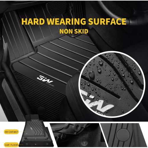  3W Floor Mats for BMW 5 Series (2017-2020) - Non Toxic Heavy Duty Durable TPE Floor Carpet Custom Fit Driver & Passenger and Rear Side BMW 530e 530i 530d 540i G30/G31 All Weather F