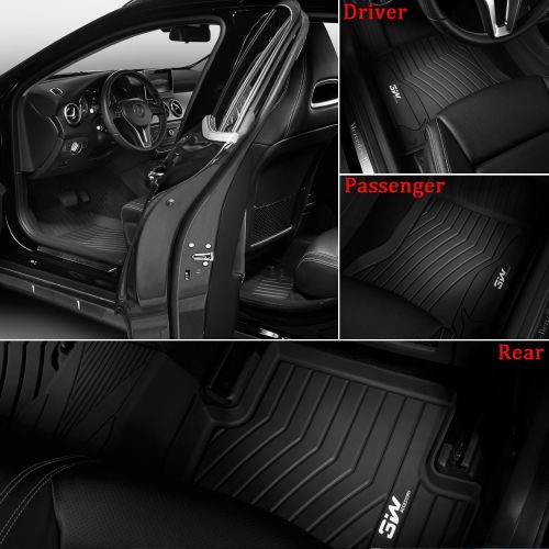  3W Mercedes Benz GLA Floor Mats Set (2015-2019) - Heavy Duty Custom Fit TPE Car Floor Mats Liner All Weather, Black