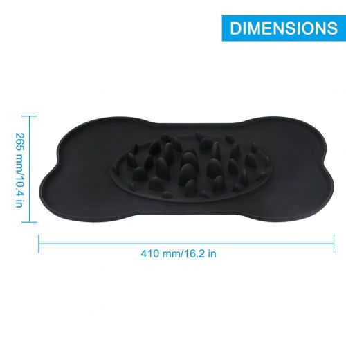  3Y Cheer Dog Bowls with Bone Shape Non-Slip Mat Dog Cat Food Bowl, Black