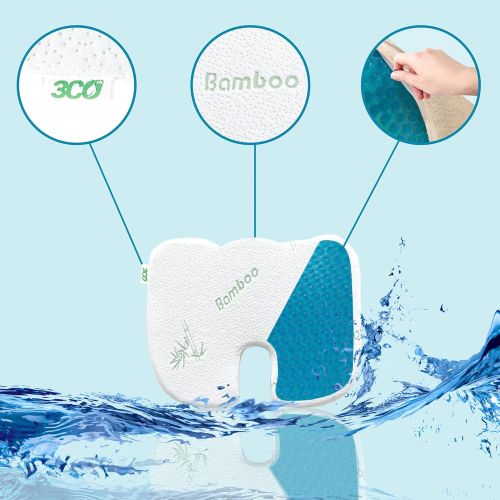  3coFit Orthopedic Gel Seat Sciatica Pillow - Non-Slip Memory Foam Bamboo Cushion - Provides Relieve Coccyx, Tailbone & Back Muscle Pain - Great for Office Chair, Car Seat, Wheelcha