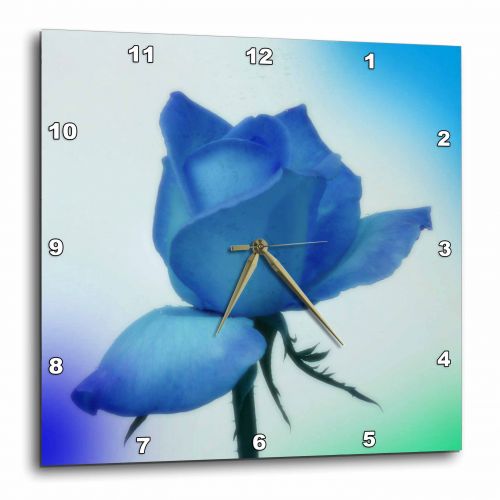  3dRose Blue Rose- Romantic Floral Art- Flowers, Wall Clock, 13 by 13-inch