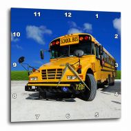 3dRose Yellow school bus on a sunny day, Wall Clock, 15 by 15-inch