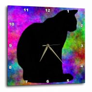 3dRose Black Cat With Abstract Background by Angelandspot, Wall Clock, 13 by 13-inch