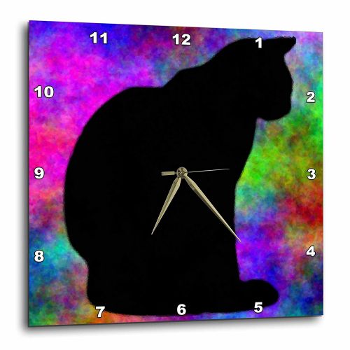  3dRose Black Cat With Abstract Background by Angelandspot, Wall Clock, 13 by 13-inch