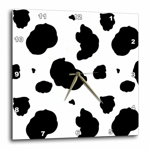  3dRose Black and White Cow Print, Wall Clock, 10 by 10-inch