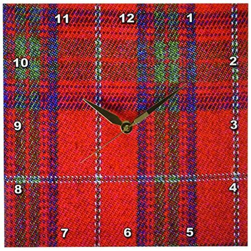  3dRose Traditional Red Tartan Pattern - Scottish plaid with green and blue checks - Checkered Scotland, Wall Clock, 10 by 10-inch