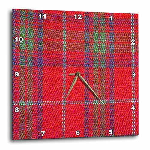  3dRose Traditional Red Tartan Pattern - Scottish plaid with green and blue checks - Checkered Scotland, Wall Clock, 10 by 10-inch