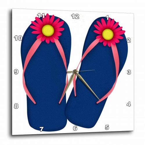  3dRose Medium Blue And Hot Pink Flower Slant, Wall Clock, 10 by 10-inch