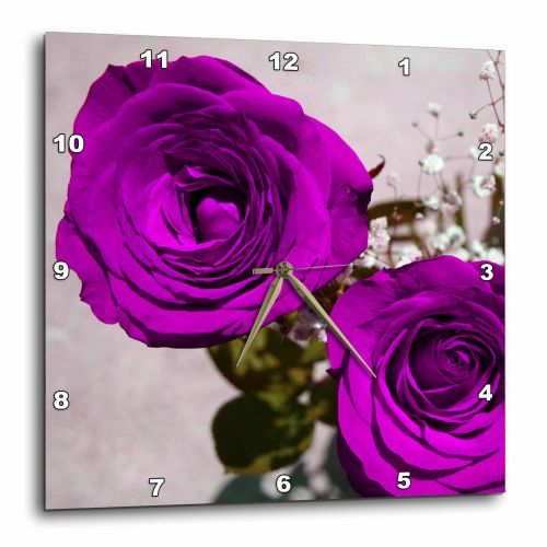  3dRose purple roses two image , Wall Clock, 10 by 10-inch