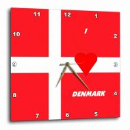 3dRose I Love Denmark, Wall Clock, 10 by 10-inch