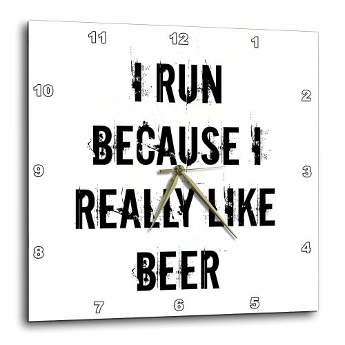  3dRose I run because I really like beer, Wall Clock, 10 by 10-inch