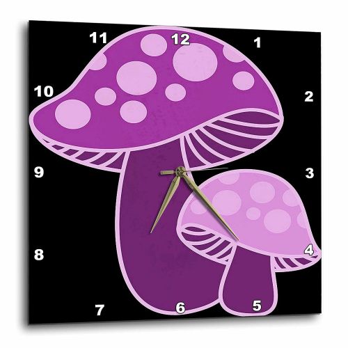  3dRose Light and Dark Purple Mushrooms, Wall Clock, 10 by 10-inch