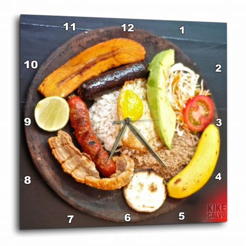  3dRose A Bandeja Paisa, Wall Clock, 10 by 10-inch