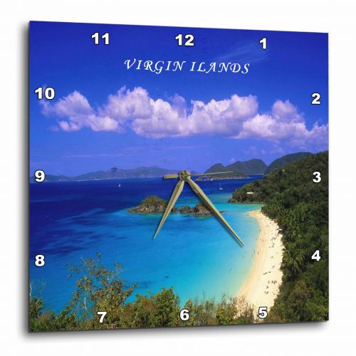  3dRose Trunk Bay Virgin Islands, Wall Clock, 10 by 10-inch