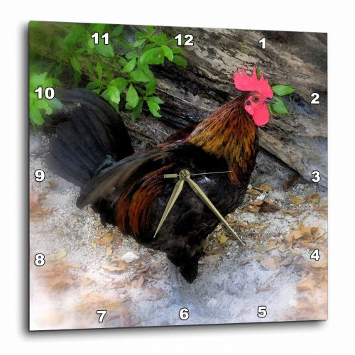  3dRose King Rooster, Wall Clock, 10 by 10-inch