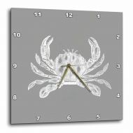 3dRose Gray Maryland crab vintage illustration. Grey nautical sea ocean beach, Wall Clock, 10 by 10-inch