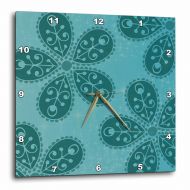3dRose Teal Boho Flowers bohemian hippi chic, Wall Clock, 10 by 10-inch