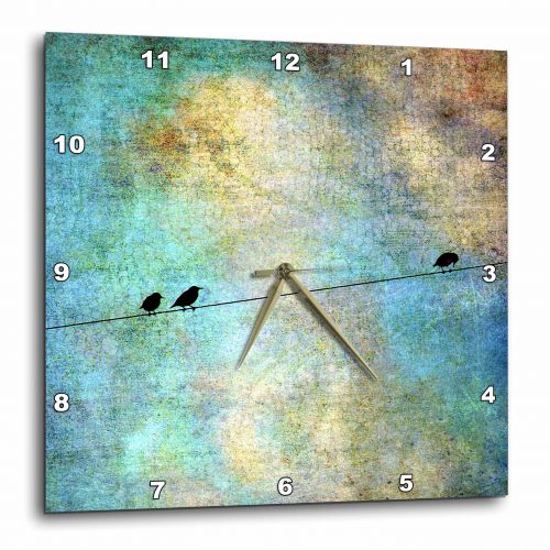  3dRose Birds on a Wire Digital Art by Angelandspot, Wall Clock, 10 by 10-inch