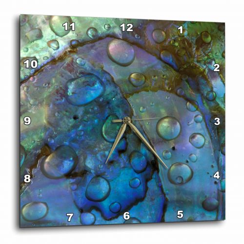  3dRose Abalone shell with water drops, artistic abstract - NA01 BJA0030 - Jaynes Gallery, Wall Clock, 10 by 10-inch