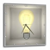 3dRose Light Bright Bright Light Bulb with glowing yellow high light affects, Wall Clock, 10 by 10-inch