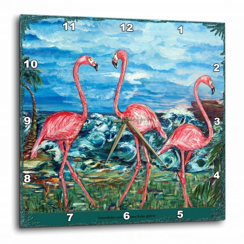  3dRose The concept of love - bird flamingos and the subliminal heart formed by the heads, Wall Clock, 10 by 10-inch