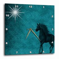 3dRose Beautiful Horse aqua grunge sky , Wall Clock, 10 by 10-inch