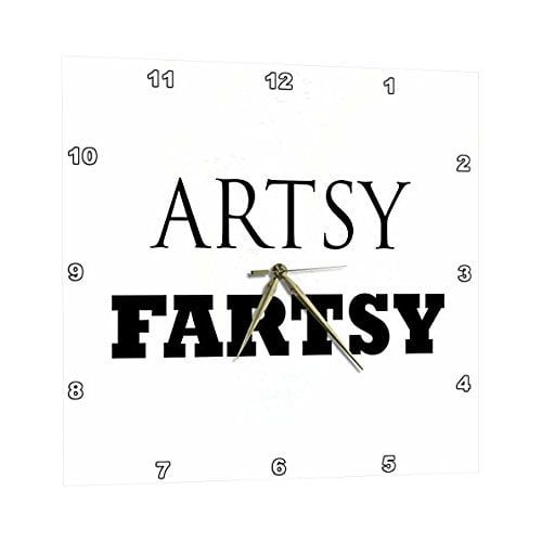  3dRose ARTSY FARTSY, BLACK TEXT ON WHITE BACKGROUND, Wall Clock, 10 by 10-inch