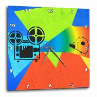 3dRose Movie Reel on Projector in Vivid Colors, Wall Clock, 10 by 10-inch