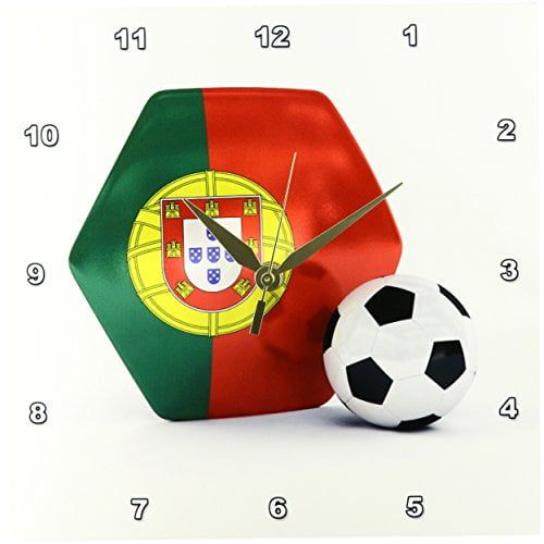  3dRose Portugal Soccer Ball, Wall Clock, 10 by 10-inch