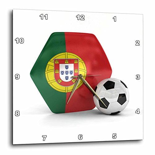  3dRose Portugal Soccer Ball, Wall Clock, 10 by 10-inch