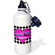 3dRose wb_77588_1Worlds Best Nurse Pink Sports Water Bottle, 21 oz, White